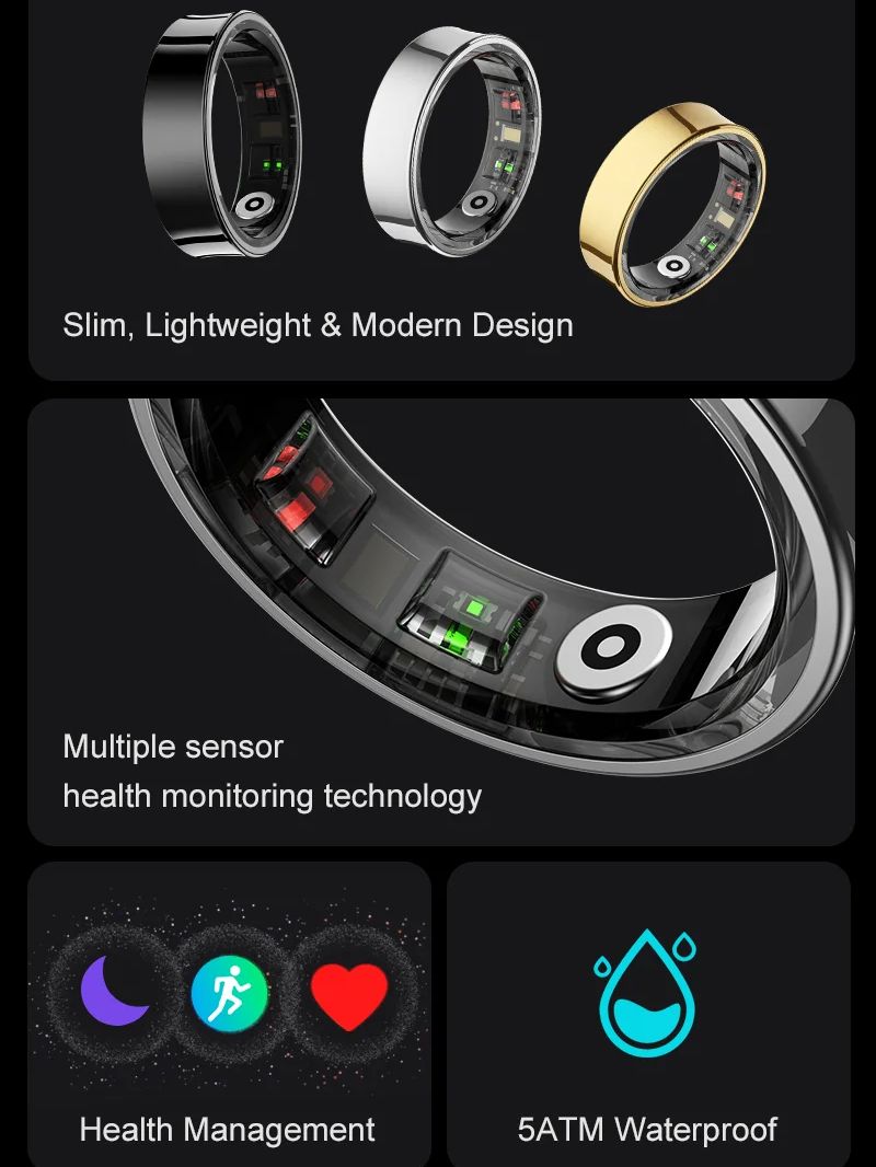 R09 Smart Ring 5ATM Waterproof - Temperature Ring Skin 评论和价格