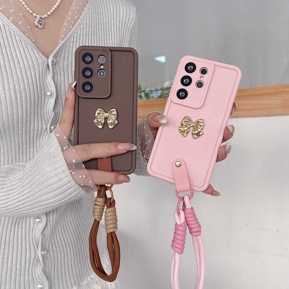 3D Gold Bow Strap Phone Case F - Realme Note 50 评论和价格
